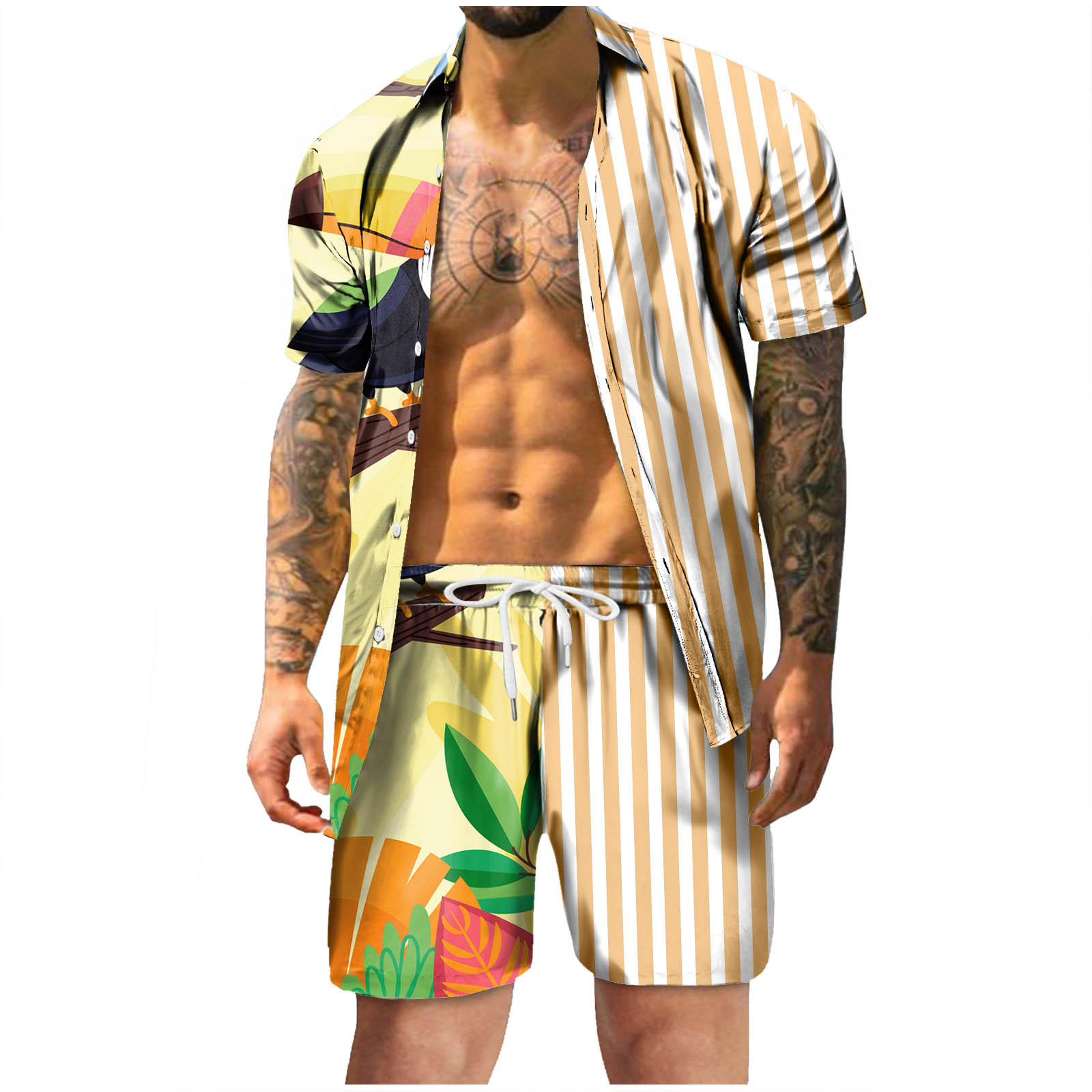 PMUYBHF Male Mens Sweatsuit July 4Th Mens Summer Fashion Leisure Hawaii
