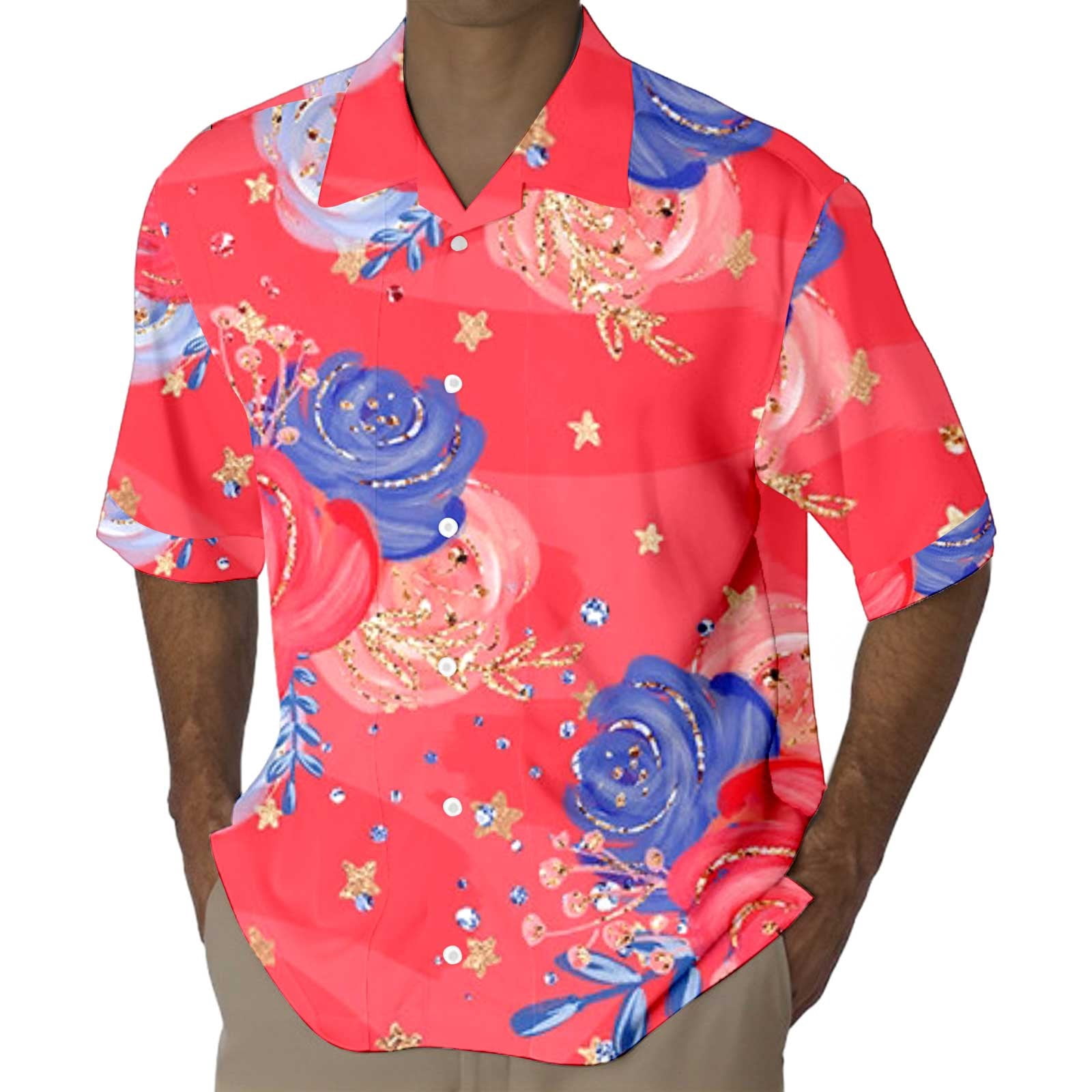 PMUYBHF Male S Oversized Shirts Men 4/July Mens Valentines Day Digital
