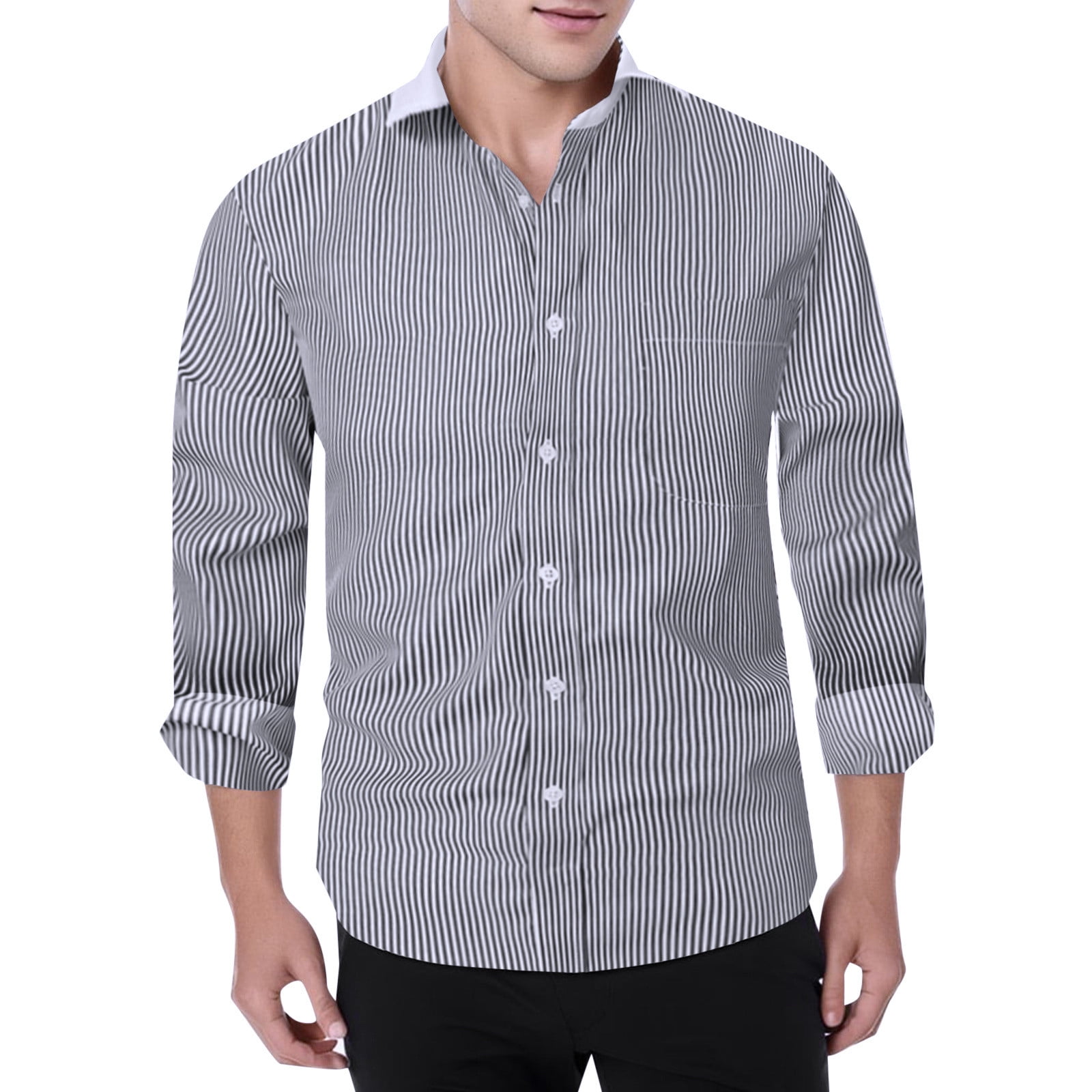 PMUYBHF Male Xxl Dress Shirts for Men Slim fit 4/July Men's Business