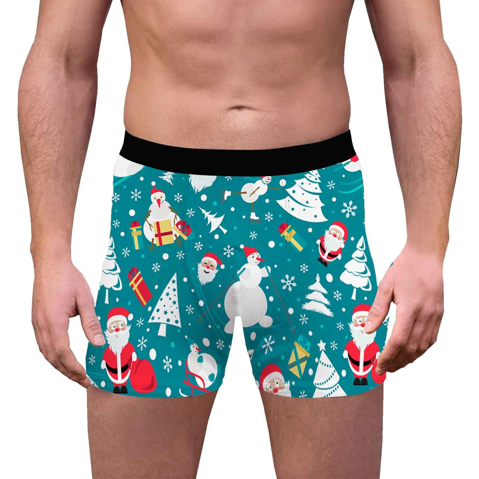 PMUYBHF Men Underwear Pack Cotton Mens Christmas Underwear 3D Printed Mens Christmas Underwear
