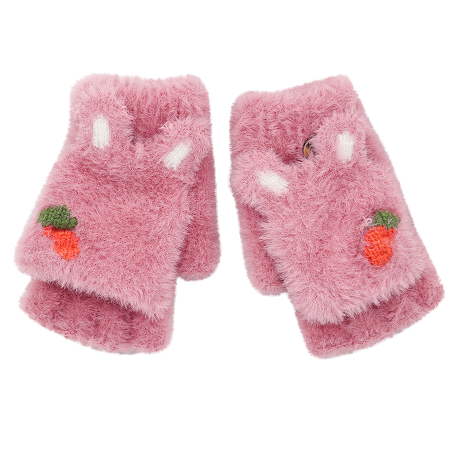 PMUYBHF Men's Winter Gloves Xxl Winter Carrot Gloves Plush Half Finger