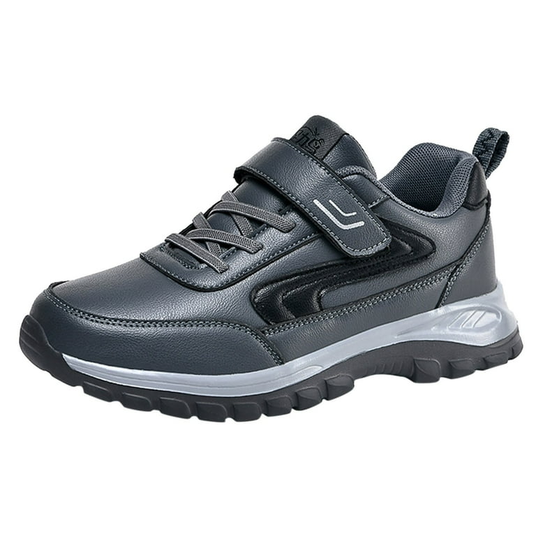 PMUYBHF Mens Gym Sneakers Running Shoes for Men Wide Fashion Autumn Men Sports Shoes Flat Non Slip Waterproof Lace up Comfortable Solid Color Simple