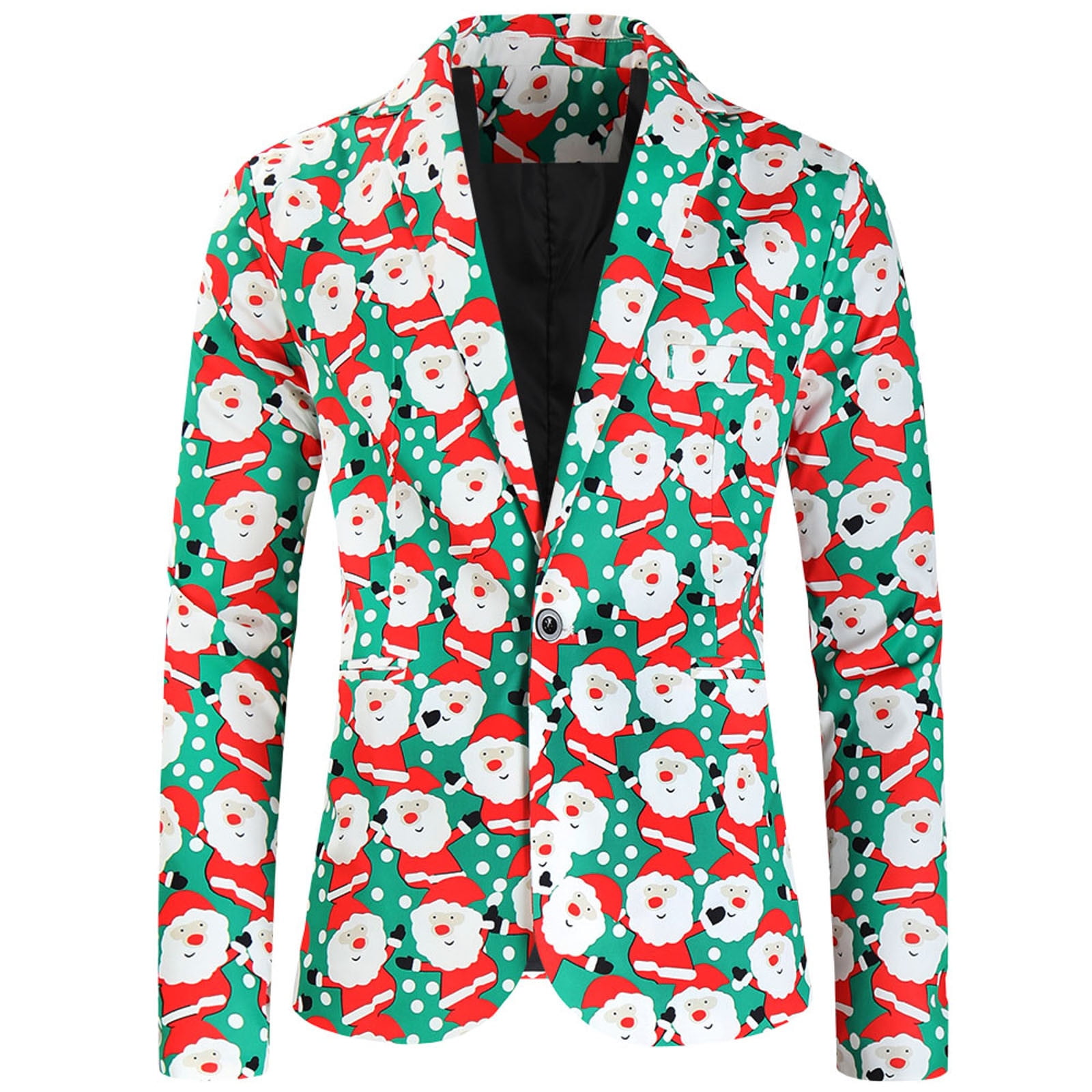 PMUYBHF Mens Jacket Winter with Hood Mens Fashion Leisure Christmas Printed Pocket Buttons