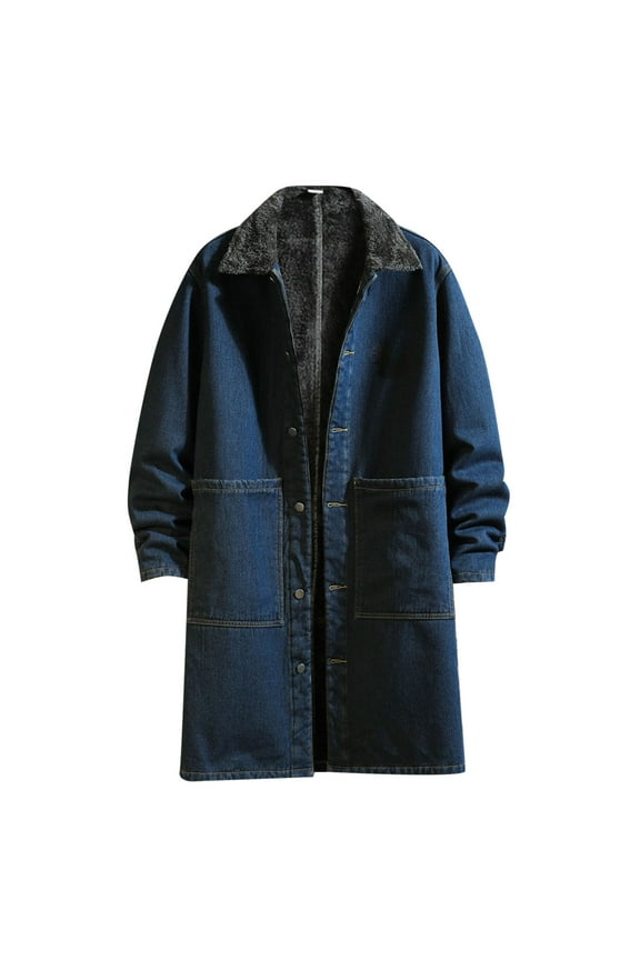 Mens Jean Jacket 3Xl Mens Winter and Autumn Loose Casual Denim Trench Coat Long Coat jean jacket men xlt