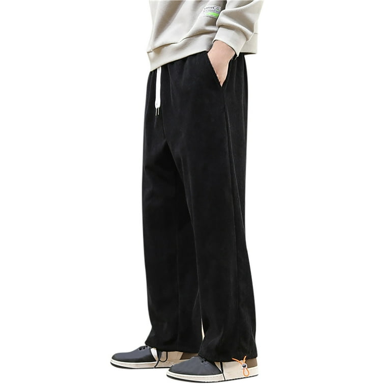 PMUYBHF Mens Sweatpants Baggy Fit Men s Corduroy Pants Elastic Waist Drawstring Sweatpants Fashion Loose Casual Long Trousers Streetwear Walmart