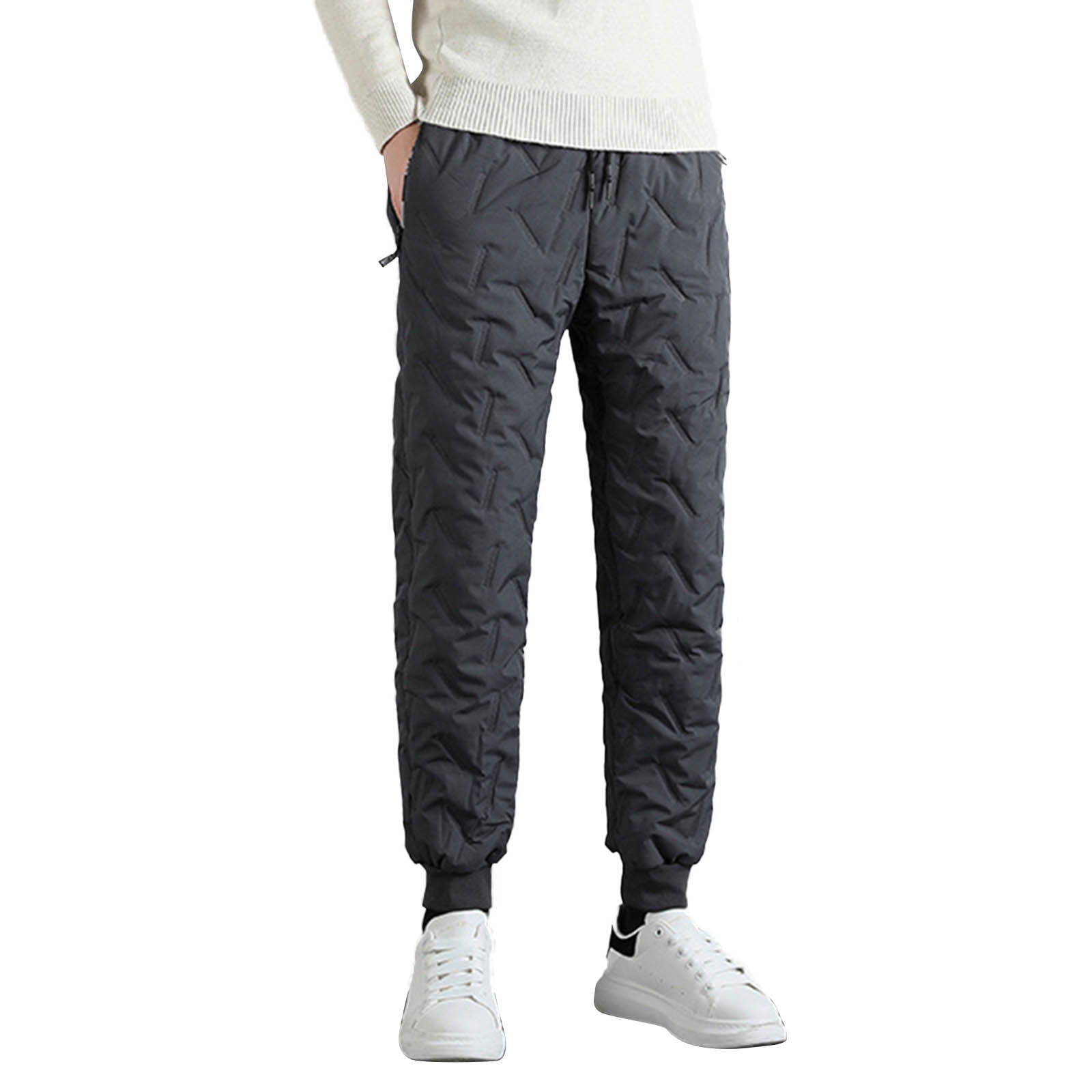 PMUYBHF Mens Sweatpants with Zipper Fly Male Casual Warm Trouser Plush ...