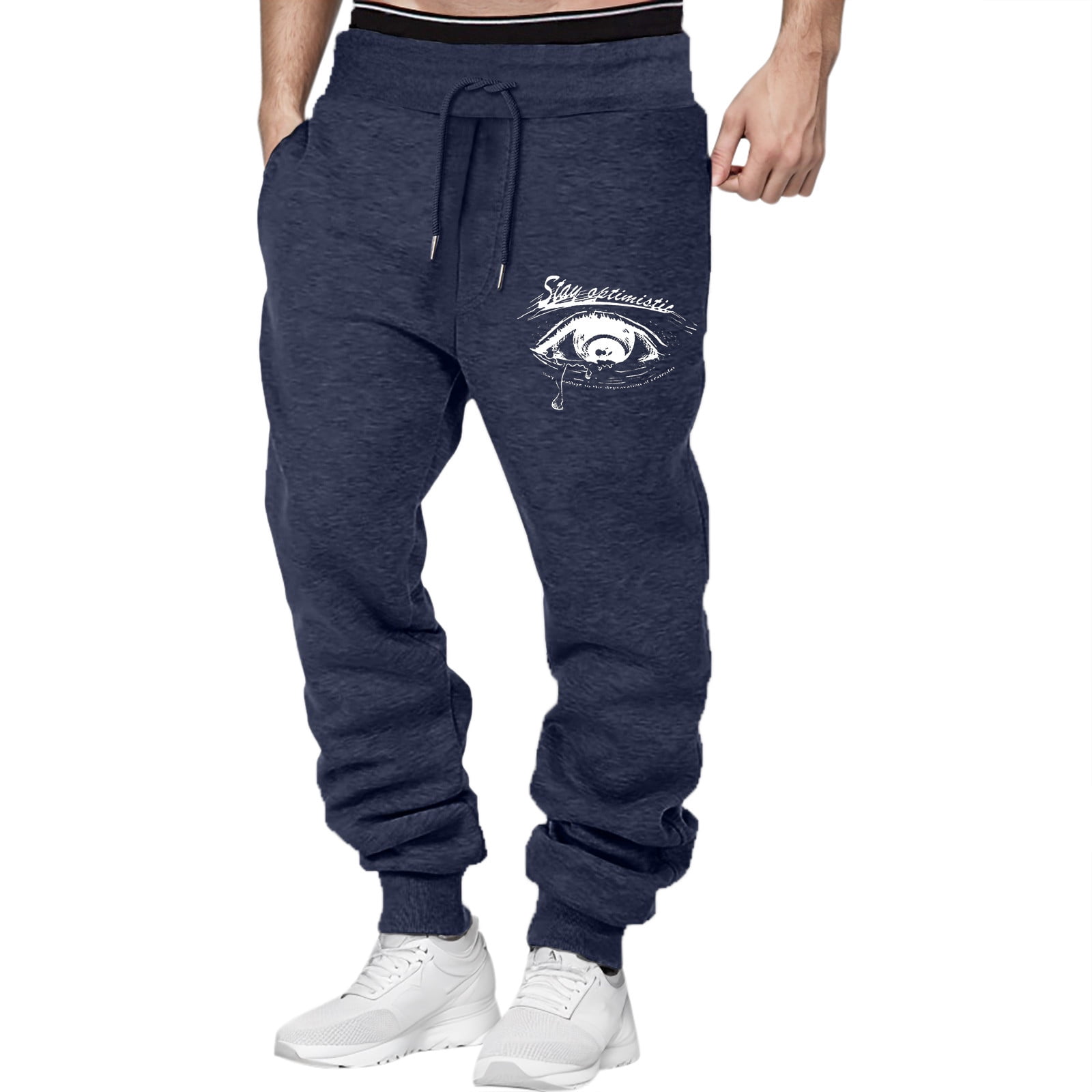 PMUYBHF Mens Sweatpants with Zipper Fly Men's Autumn and Winter High