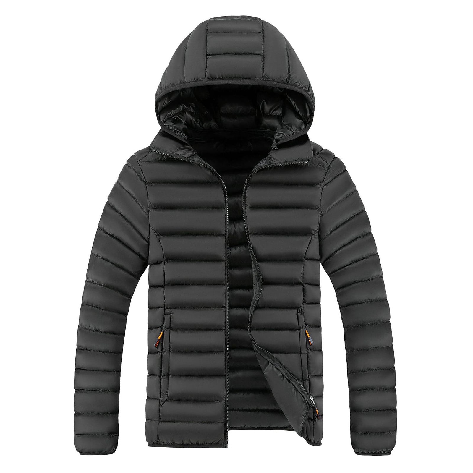 PMUYBHF Mens Winter Coats with Hood 4X Male Autumn and Winter Thickening and Velvet Soild Color