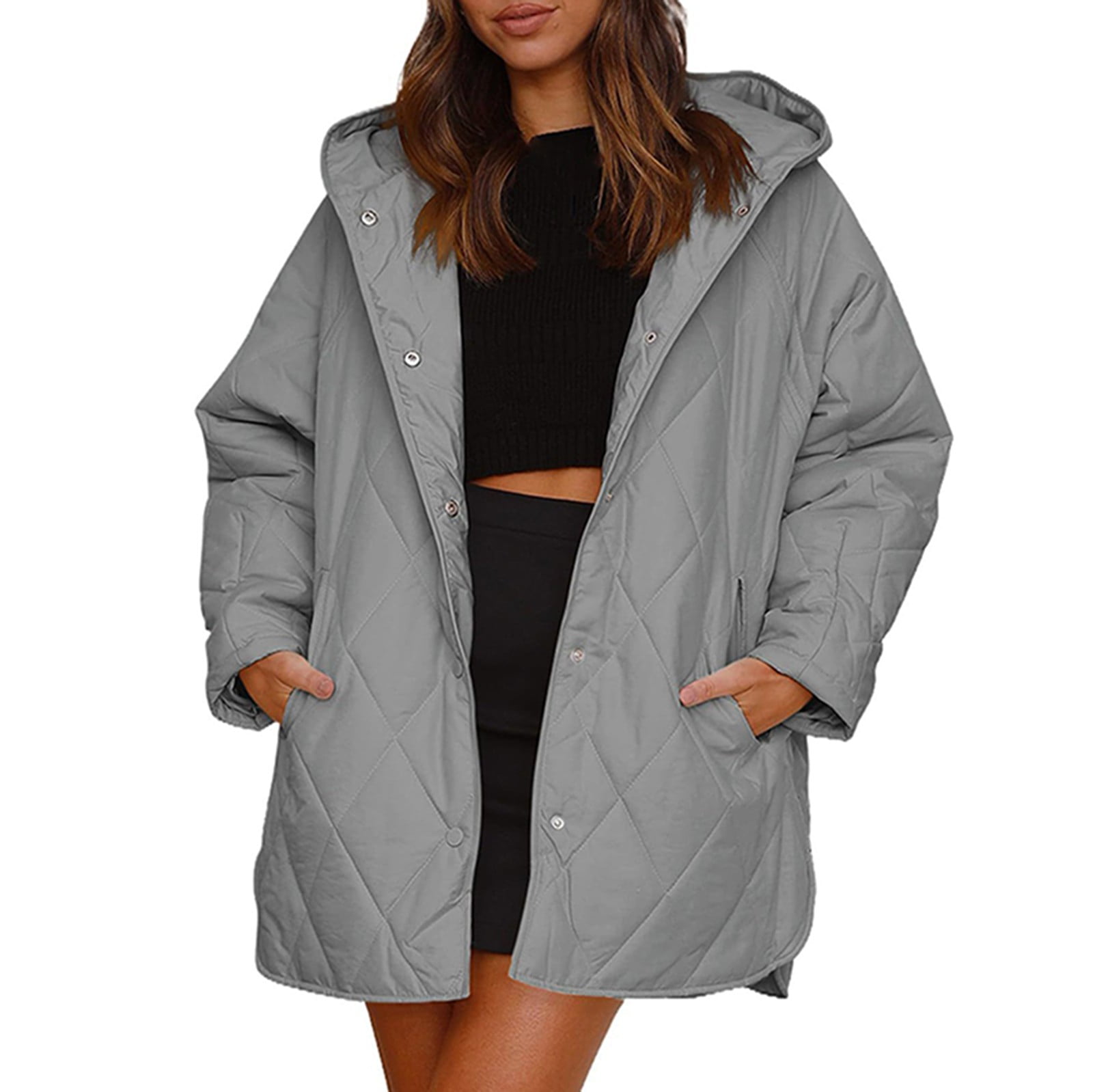 PMUYBHF Puffer Jacket Womens Plus Size Women Fashion Winter Coat for Women Business Casual
