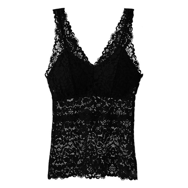 PMUYBHF Satin and Lace Camisole Tops for Women Black Camisole Women ...