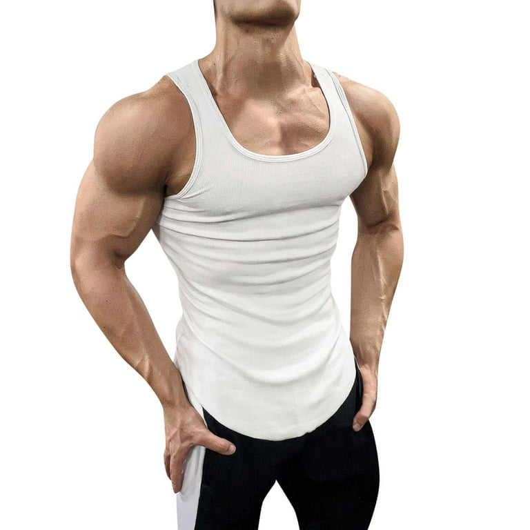PMUYBHF Shirt for Mens Fashion Long Sleeve Men's Gym Bodybuilding Stringer  Tank Top Workout Muscle Cut Shirt Fitness Sleeveless Vest Tank Top Men  Hoodies Graphic Y2K 