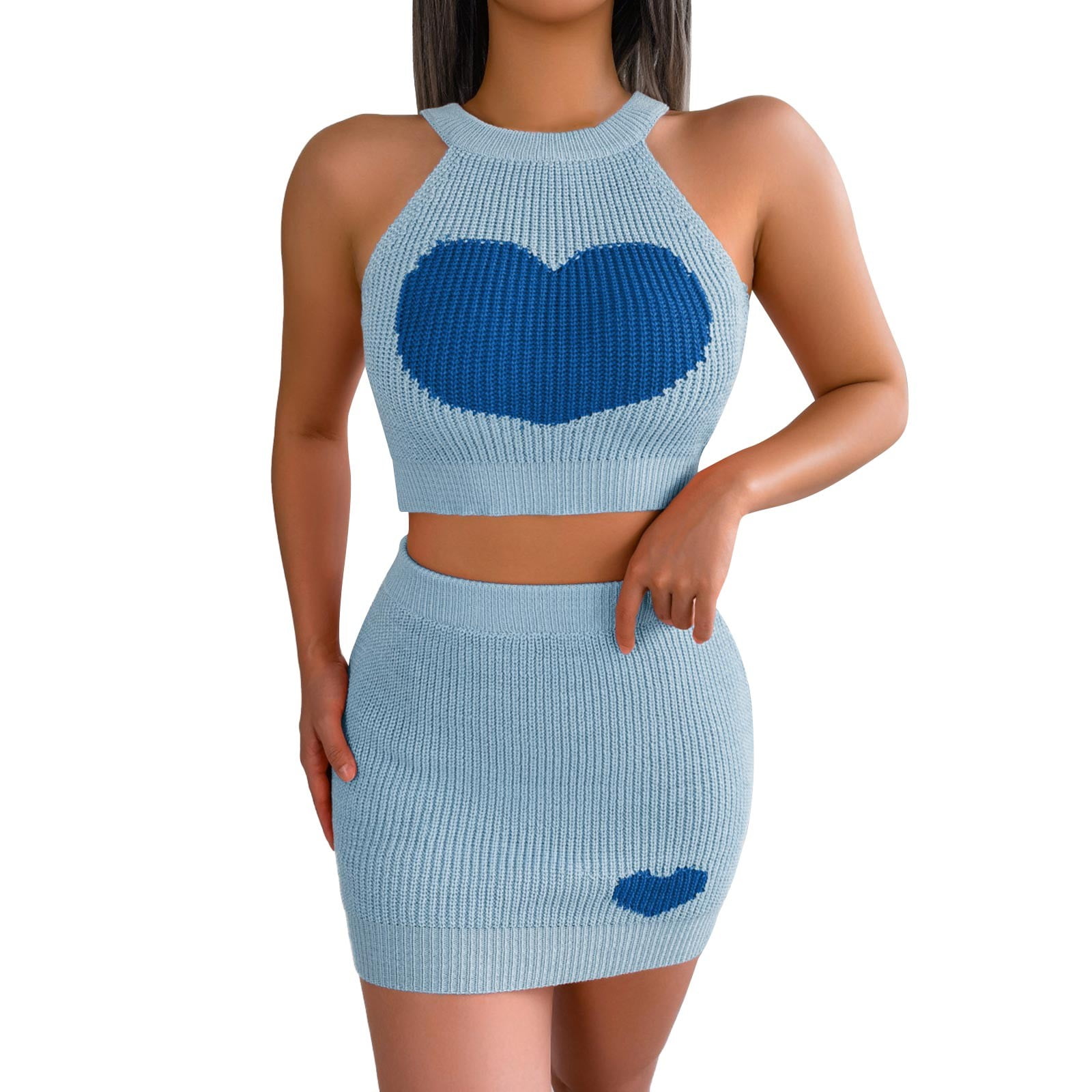 Women Two Piece Outfit Sets Short Sexy Skirt Cotton Yoga