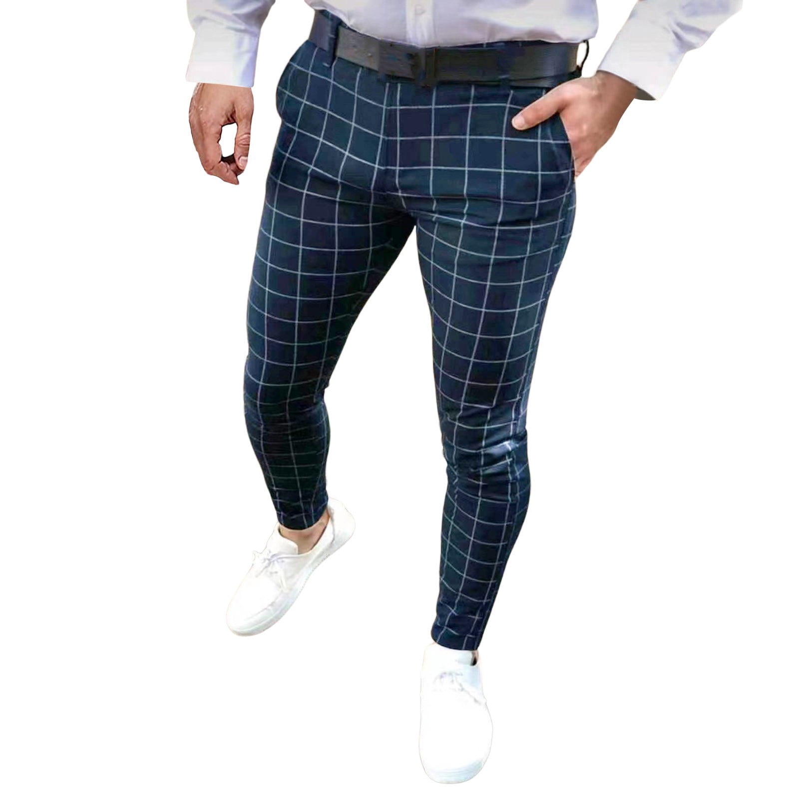 Pantalon Homme Ample à Carreaux Avec Fermeture éclair - Coupe Droite Décontractée, Pour La Maison Ou Le Loisir (printemps/été)