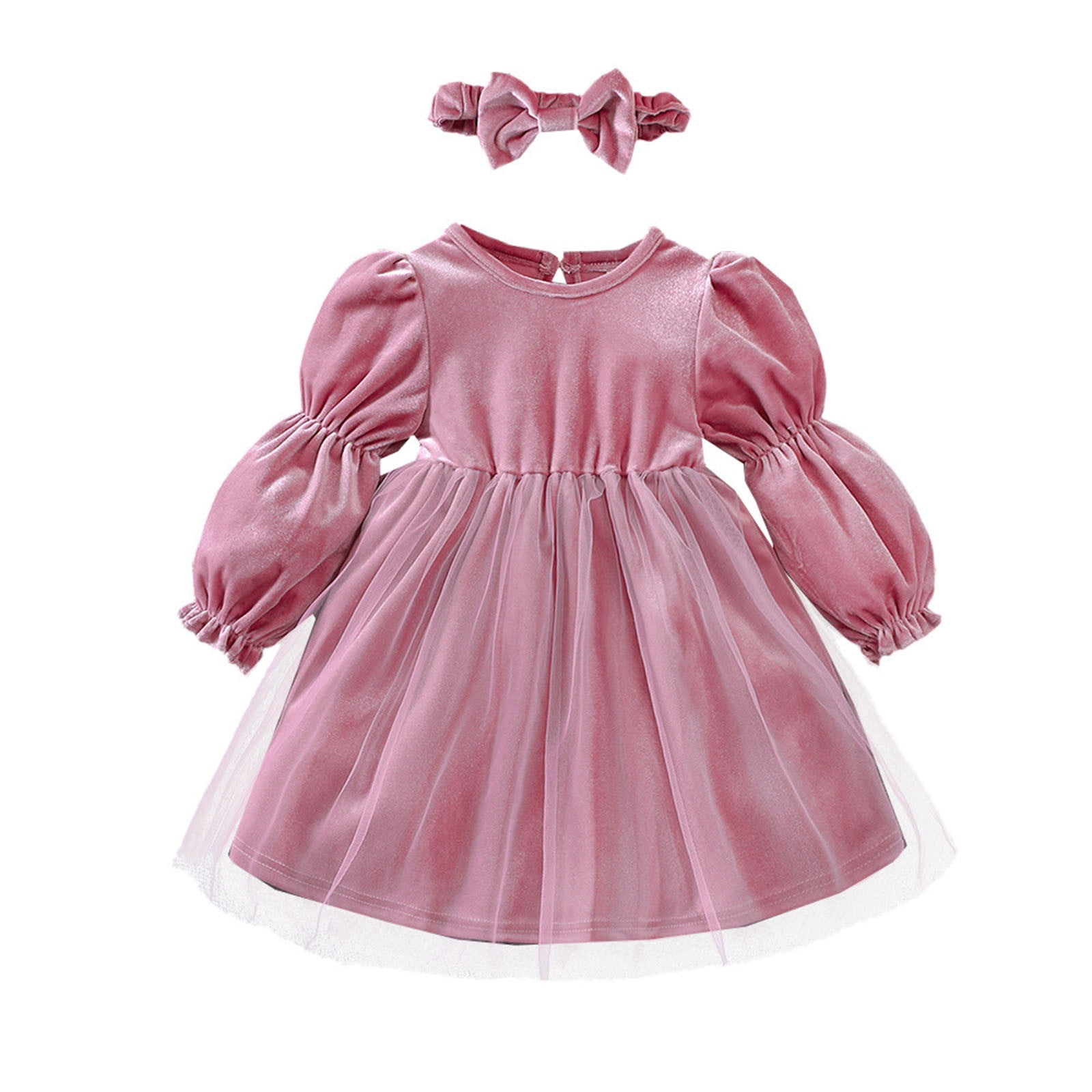 PMUYBHF Toddler Shirts Girl Toddler Girls Long Sleeve Solid Tulle Princess Dress Clothes Baby