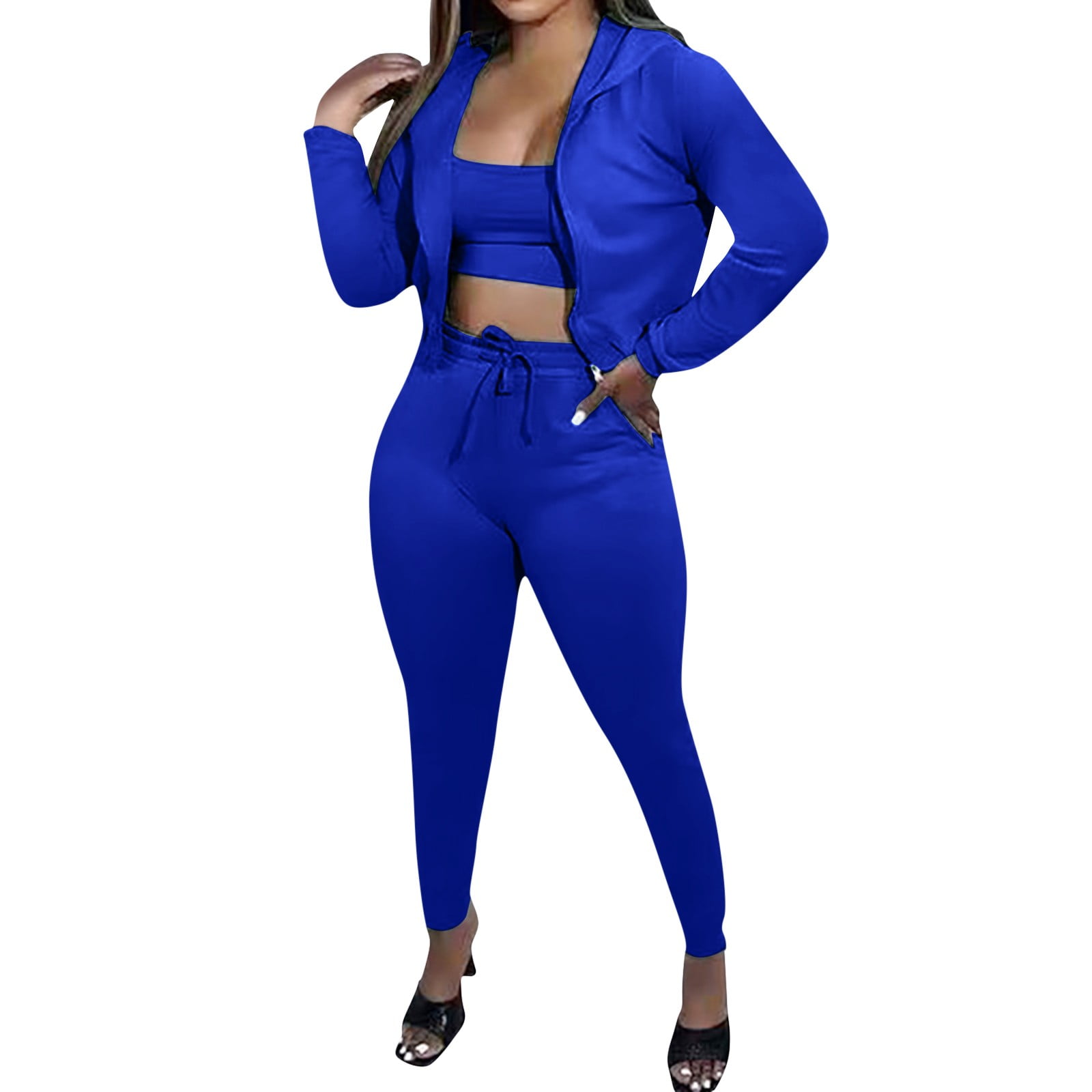 Women Blue Two Piece Pants Outfit  Blue 2 Piece Club Outfits - Streetwear  Bodycon - Aliexpress
