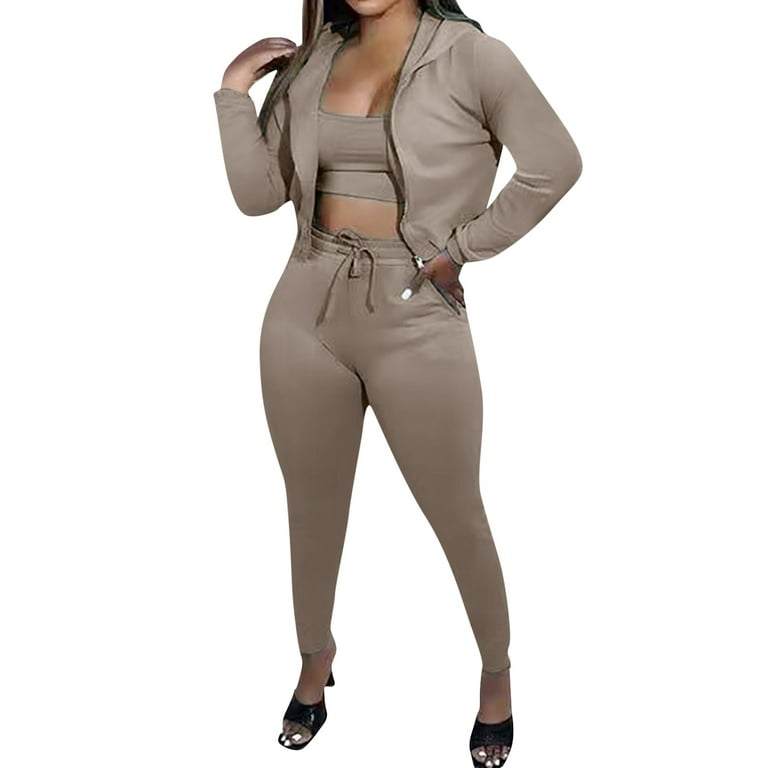 Plus Size Two Piece Outfits Women Matching Suit Solid Top Leggings Pants  Sets Casual Fall Winter