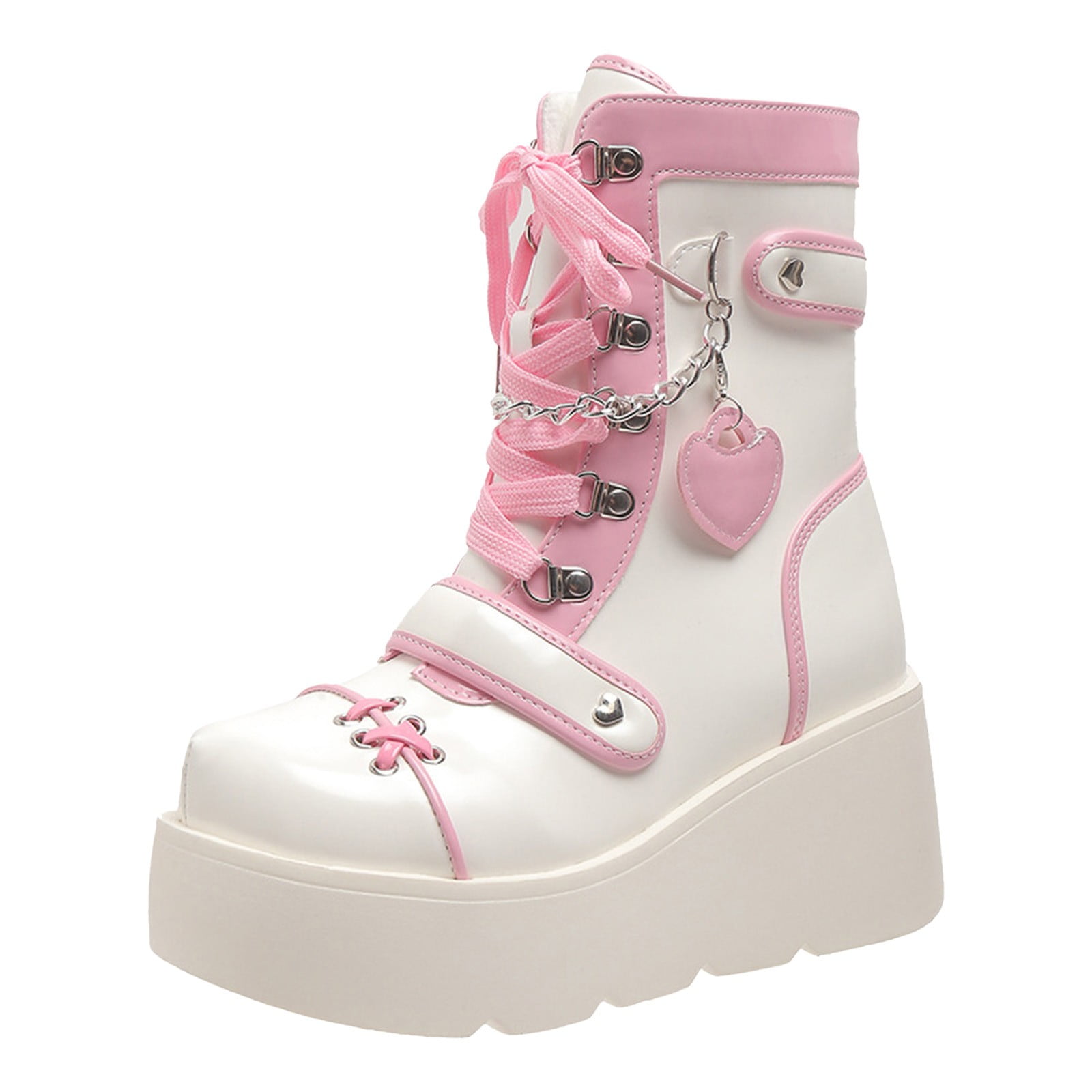 PMUYBHF Western Boots Women Short New Punk Motorcycle Thick Sole Mid Boot Women