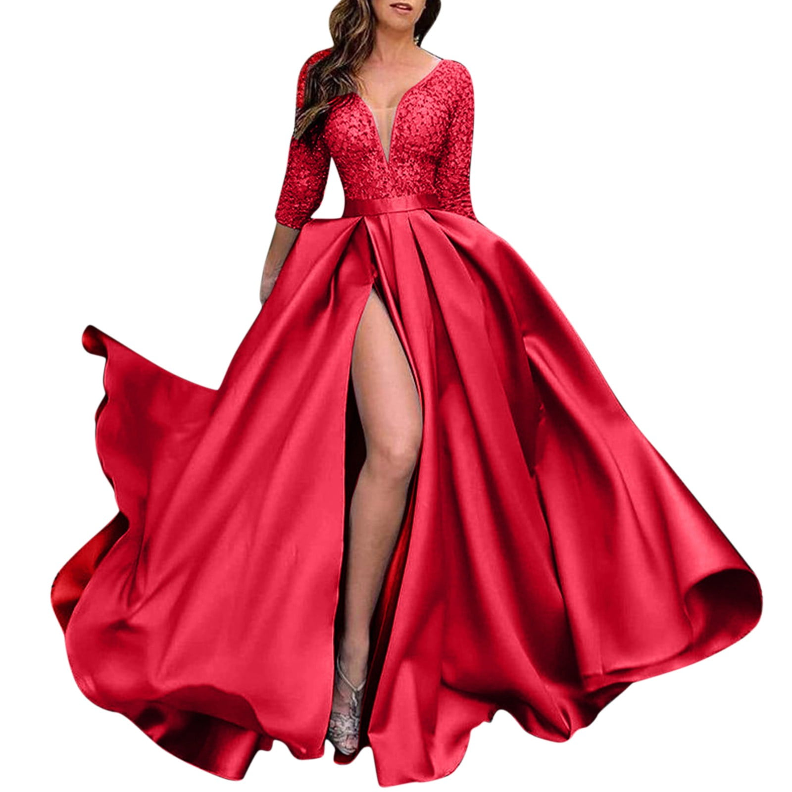 EJUMMP Wedding Guest Dresses for Women Petite Dresses Plus Size Mesh  Flounce Long Sleeve Sequins Bodycon Dress, Red, XX-Large : :  Clothing, Shoes & Accessories