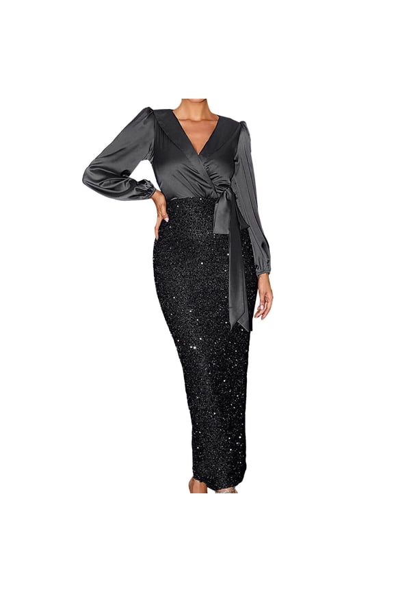 Women's Formal Dresses Petite Sizes Formal Dresses for Women 2024 Trendy with Sleeves Women's Sequin Party Dress Bodycon Glitter Dresses Long Sleeve