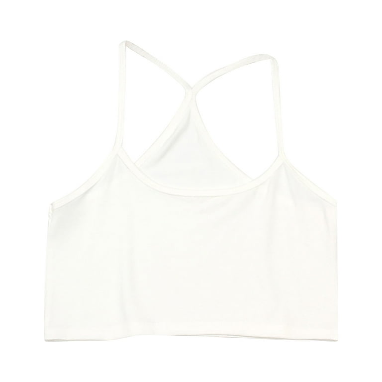HIMIWAY Crop Tops for Women Women's Casual Fashion Loose Solid Color Pocket Sports  Small Tank Top White M 