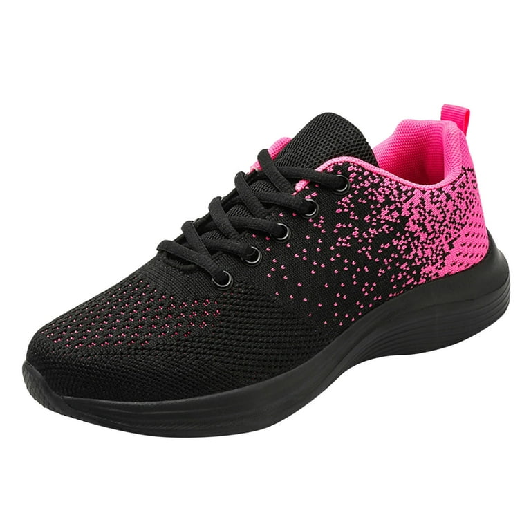 PMUYBHF Womens Sneakers Size 8 Wide Width Women Sports Shoes Fashionable  New Pattern Color Blocking Mesh Breathable Lace Up Flat Comfortable Running  Shoes 