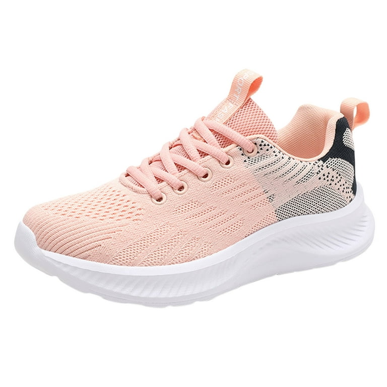 PMUYBHF Womens Sneakers Slip On Women Mesh Breathable Sports Shoes Letter  Graphic Lace Up Front Running Shoes Sneakers 
