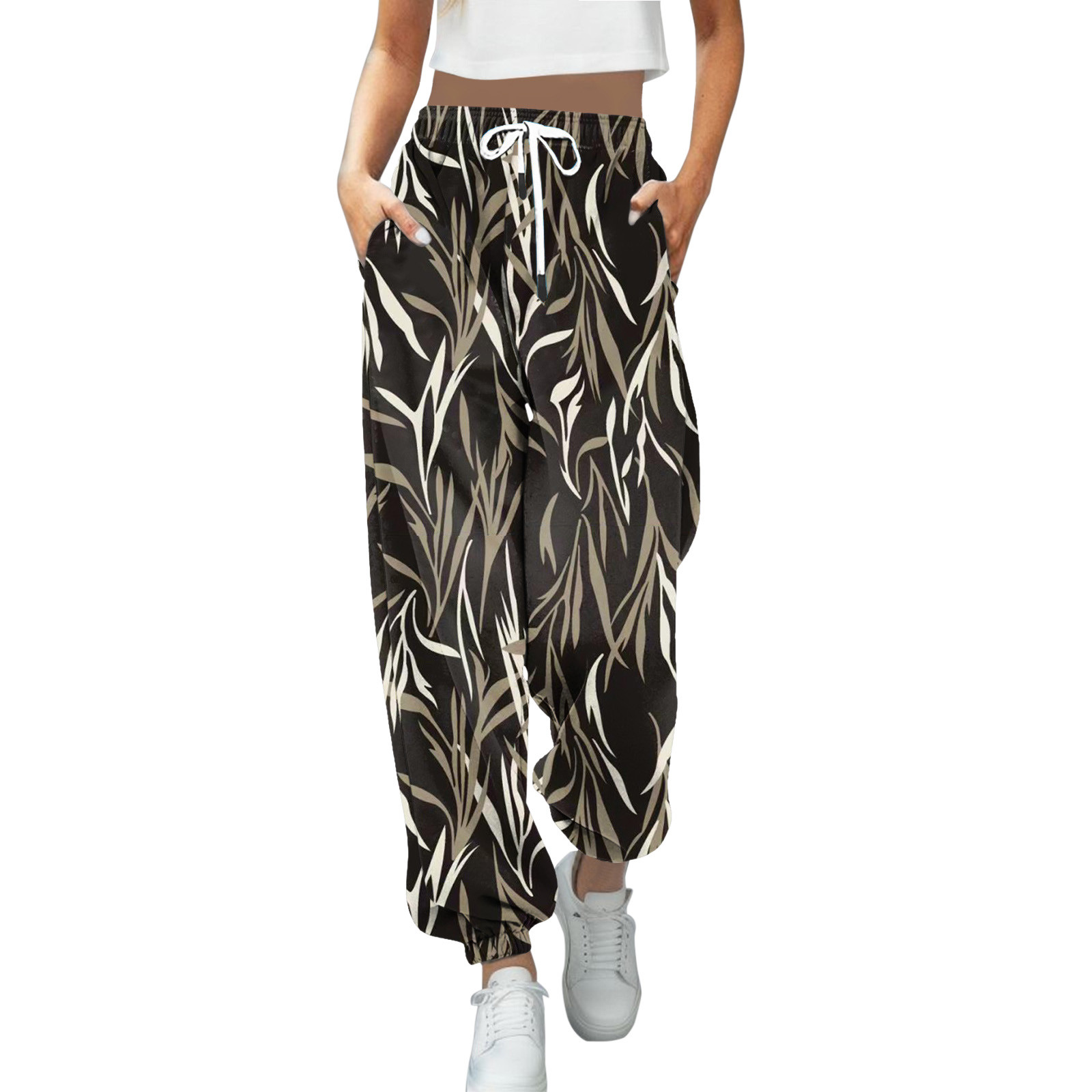 PMUYBHF Yoga Pants with Pockets Tall Women 34 36 Inseam Women Fashion Print Bottom Sweatpants Pockets High Waist Sporty Gym Fit Jogger Pants Trousers Yoga Pants and Shirt for Women Walmart