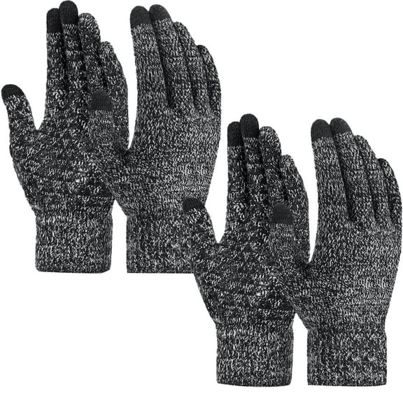 PMVFHDE 2 Pairs Upgraded Unisex Winter Color-Block Touchscreen Gloves, for Running Driving Travel Cozy Gloves Dark Gray，One Size