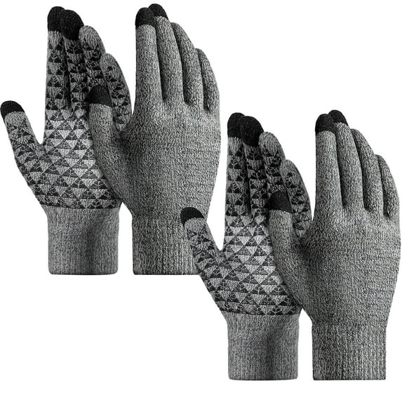 PMVFHDE 2 Pairs Upgraded Unisex Winter Color-Block Touchscreen Gloves, for Running Driving Travel Cozy Gloves Grey，One Size