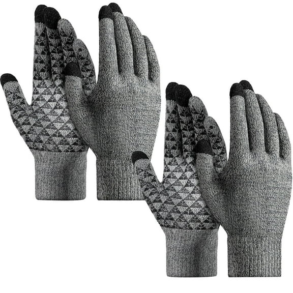 PMVFHDE 2 Pairs Upgraded Unisex Winter Color-Block Touchscreen Gloves, for Running Driving Travel Cozy Gloves Grey,One Size