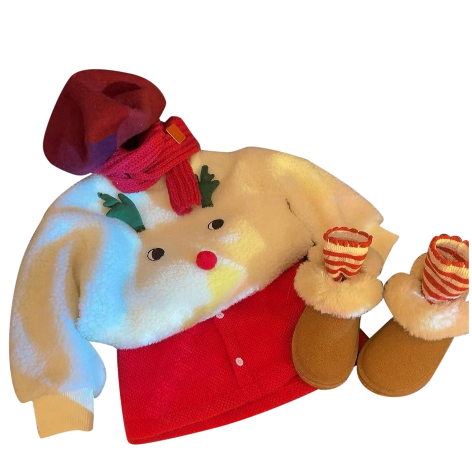 PMVFHDE 4 Yr Old Girl Clothes Christmas Girls And Children's Autumn And Winter Set With Extra Double Two Piece Red,6-7 Years