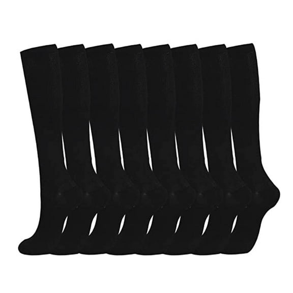 PMVFHDE 8 Pairs Outdoor Sports Compression Socks for Women and Men, Solid Color Running Elastic Calf Guard Long Socks, Cycling Pressure Socks Set Black