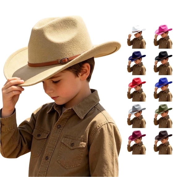PMVFHDE Adjustable Size Western Style Cowboy Sun Hat For Boys Girls