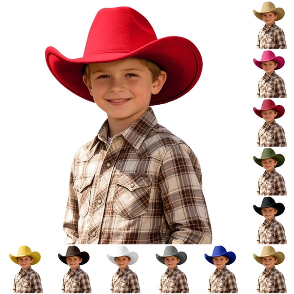 PMVFHDE Adjustable Western Cowboy Hat For Boys Girls Daily Outdoor Adventures Ages 6-12