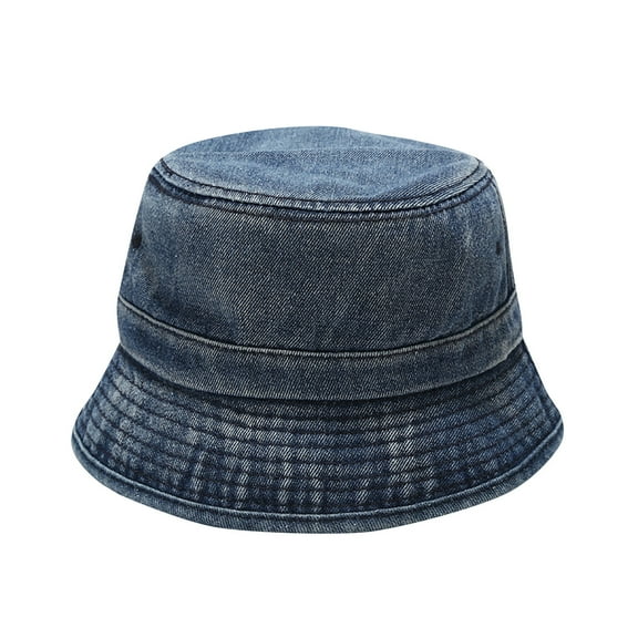 PMVFHDE Adult Solid Denim Bucket Hat Fashion Bucket Hats Outdoor Sunshade For Summer Sun Block And Durable Blue
