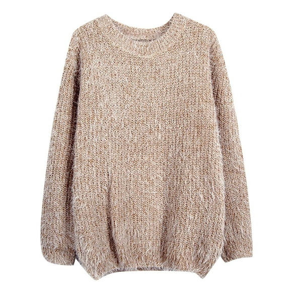 PMVFHDE Autumn Winter Oversize Womens Pullover Bottoming Shirt Loose Womens Sweaters Round Neck Sweater For Casual Fall Wear D,One Size