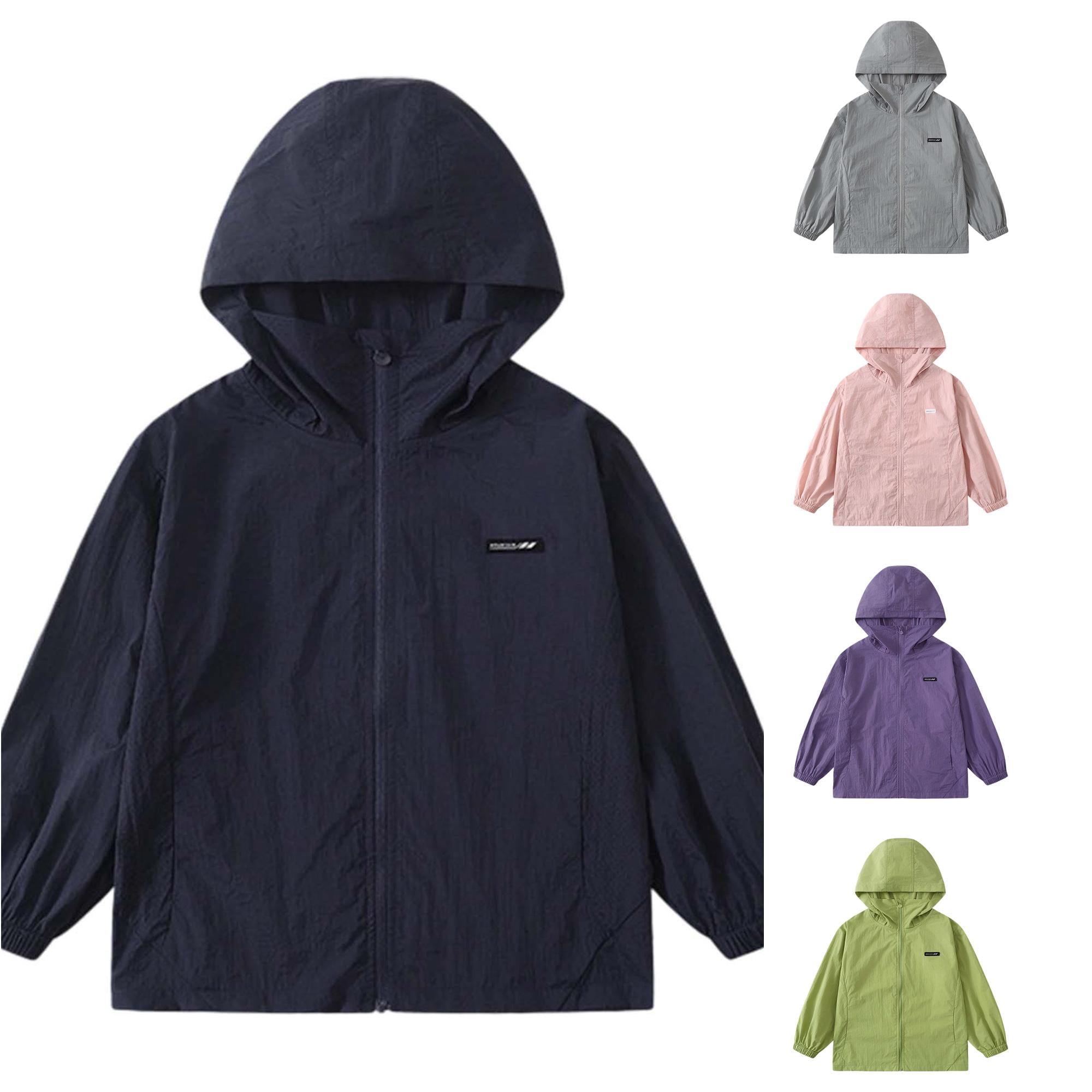 PMVFHDE Baby Girls Water Coat Sun Protective Hooded Design with Hood ...