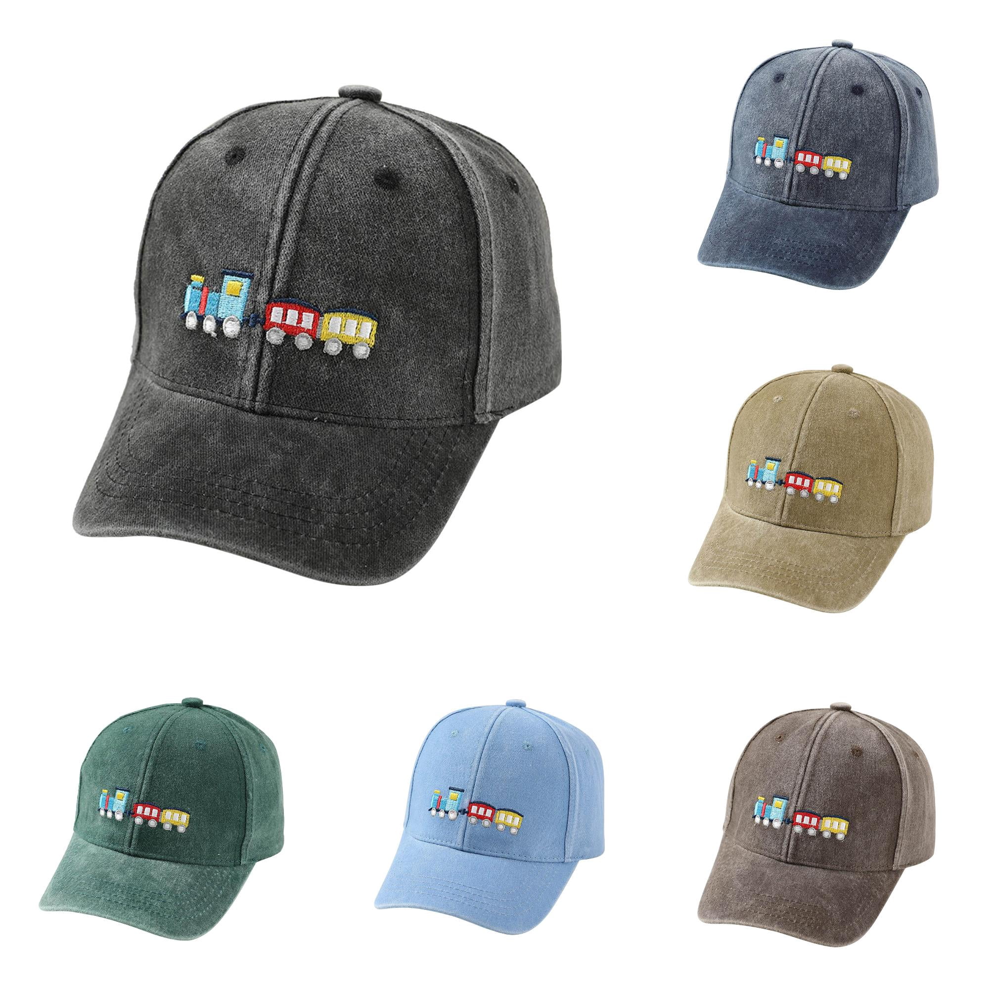 PMVFHDE Baseball Cap Adorable Train Embroidered Kids Washed Adjustable ...