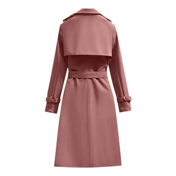 PMVFHDE Blended Mid Length Overcoat Elegant Warm Winter Outerwear Casual Formal Versatile&nbsp;Trench Coat Women&nbsp;Long Coat Women Coffee,S