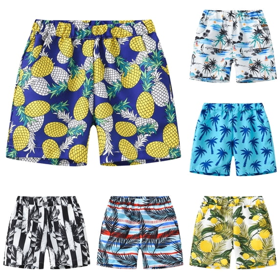 PMVFHDE Boys Summer Printed Thin Beach Shorts Lightweight Quick-Dry Pull-On Casual