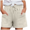 thumbnail image 1 of PMVFHDE Casual Shorts For Women Elastic Waist With Pockets Summer Loose Solid Plus Size High Waisted Wide Leg Pants White,S, 1 of 7