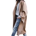 thumbnail image 1 of PMVFHDE Coats for Women Casual Long Length Solid Color Notch Lapel Long Sleeve Elegant Warm Wool Overcoat Top Khaki,XXL, 1 of 5
