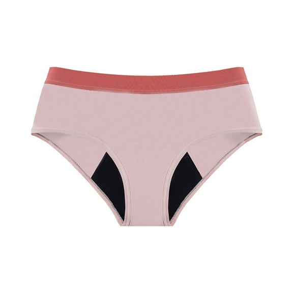 PMVFHDE Color Block Cotton Menstrual Briefs Front Back Leak Proof Womens Underwear For Overnight Light Pink,XL