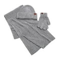thumbnail image 1 of PMVFHDE Couples Winter Thickened Warm Scarf Hat Gloves Set Solid Color Ribbed Knit Wool Cap Neck Warmer Three-Piece Warm Set Grey, 1 of 4