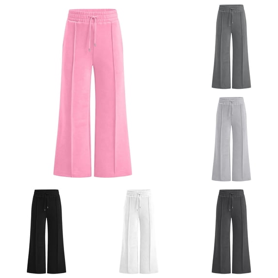 PMVFHDE Cozy Elastic Waist Tracksuit Pants For Girls Comfortable Loose Fit Wide Leg Casual Trousers Everyday Wear Soft Breathable Knit Pantss Pink,15-16 Years