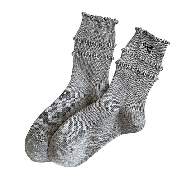 PMVFHDE Crew Socks Cute Bowknot Girly Heart Stackable Socks for Women
