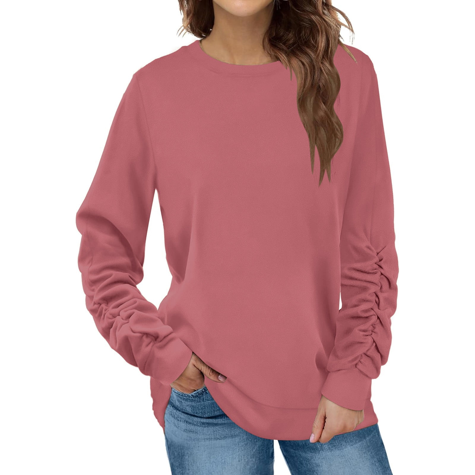 PMVFHDE Crewneck Sweatshirts Women Autumn Spring Casual Fashion Solid