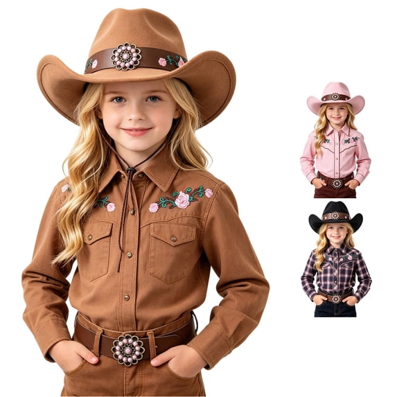 PMVFHDE Cute Farmhouse Style Jazz Cowboy Hat For Boys Girls Daily Wear