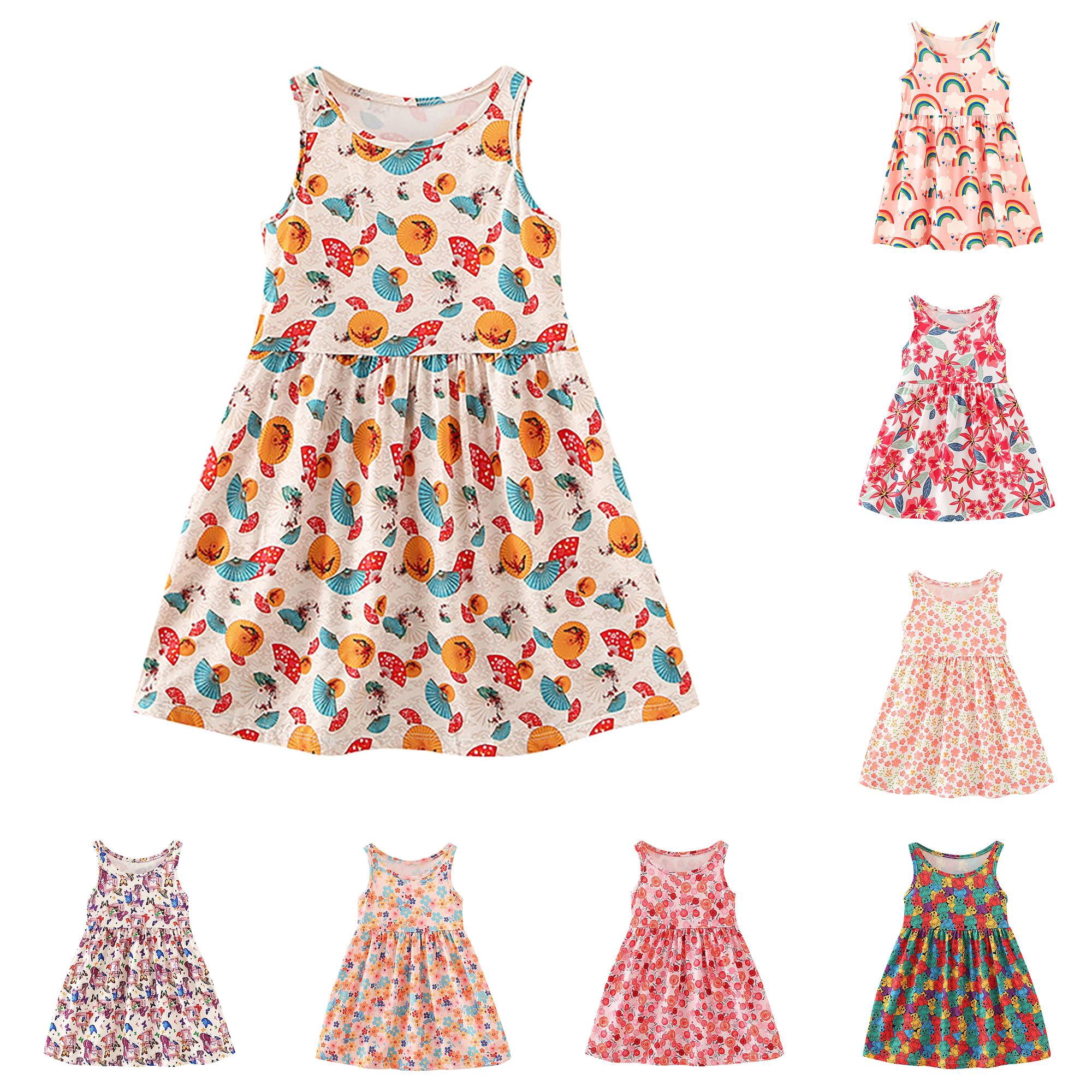 Simple Machine Fun Crafts PMVFHDE Cute Summer Dress Sleeveless Floral Daily Casual Play School ...
