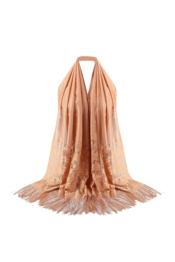 Elegant Hollow Lace Tassel Stole Wrap Shawl for Women Hijab Fashion Accessory